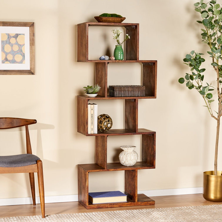 Loon Peak® Richardt 59'' H x 21.6'' W Solid Wood Geometric Bookcase